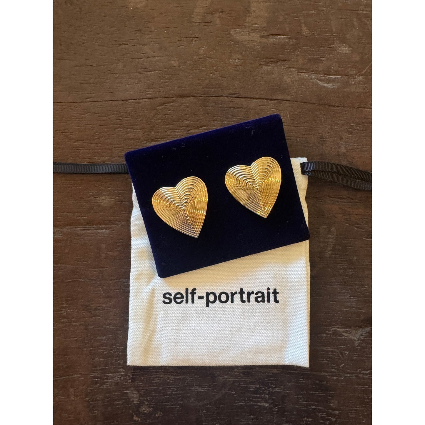 Gold Heart Ridged Earrings