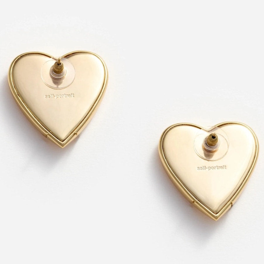 Gold Heart Ridged Earrings