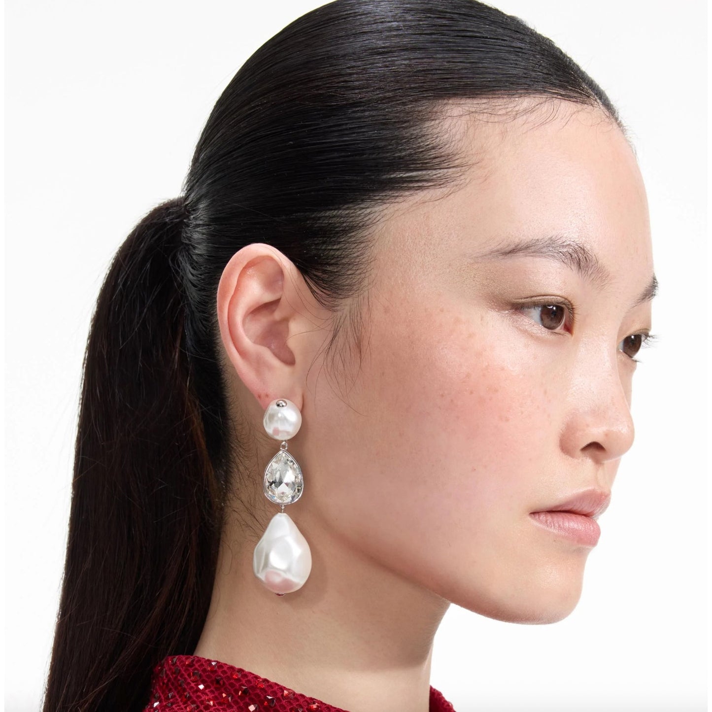 Pearl Crystal Droplet Earrings