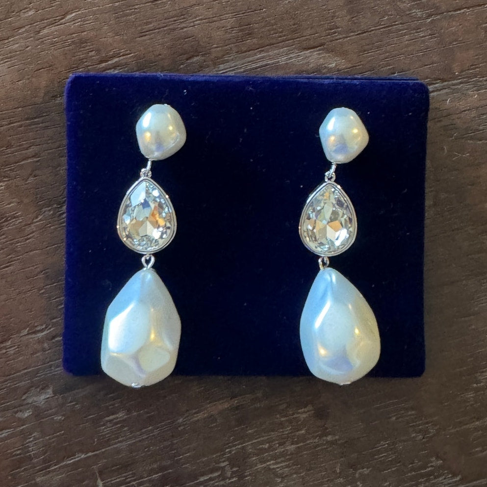 Pearl Crystal Droplet Earrings