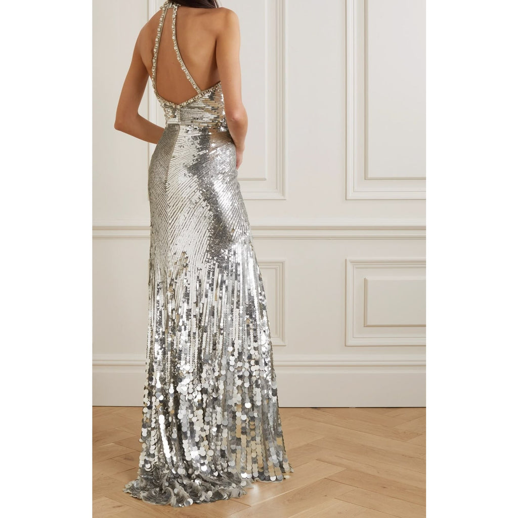 Mars Sequin-embellished Halterneck Gown