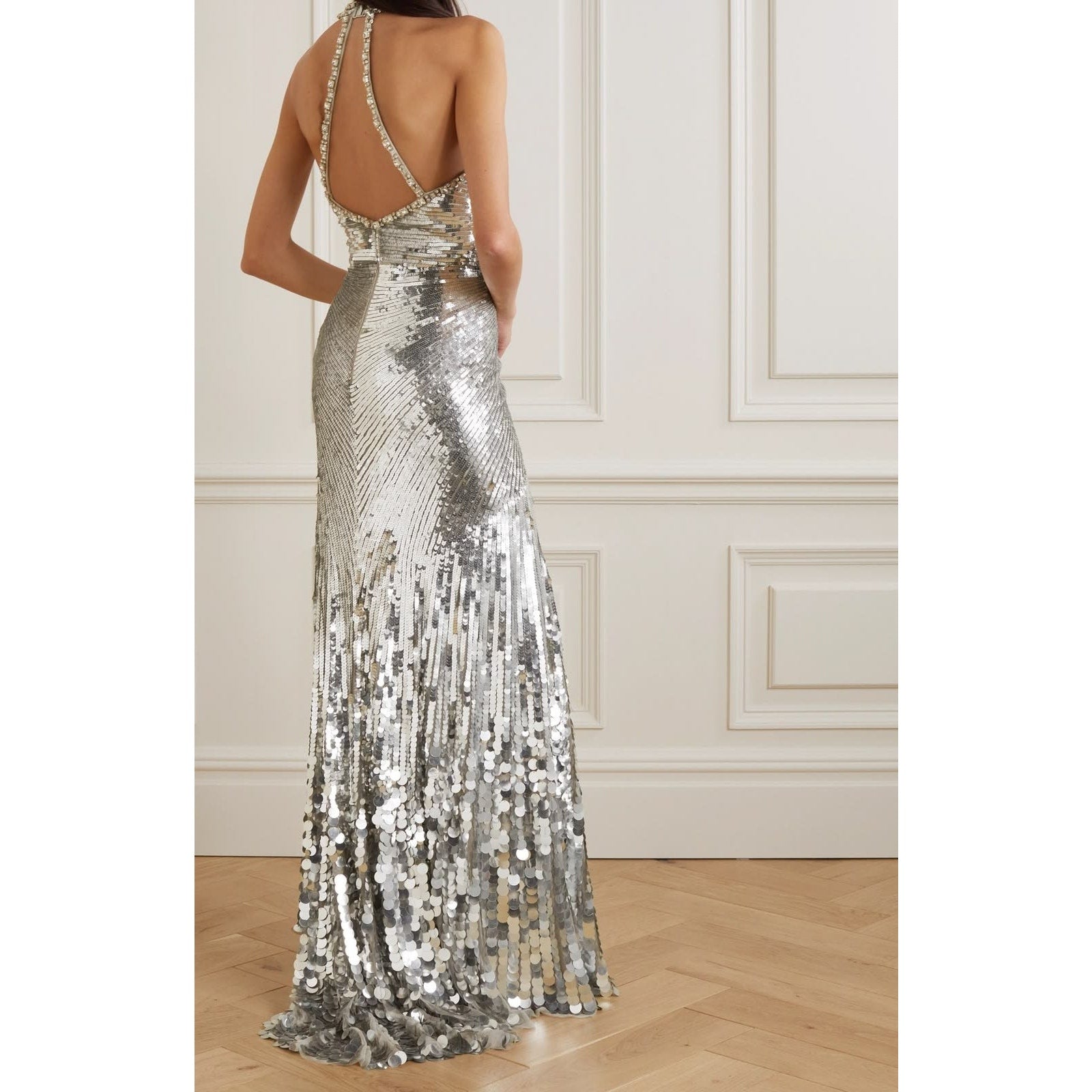 Mars Sequin-embellished Halterneck Gown