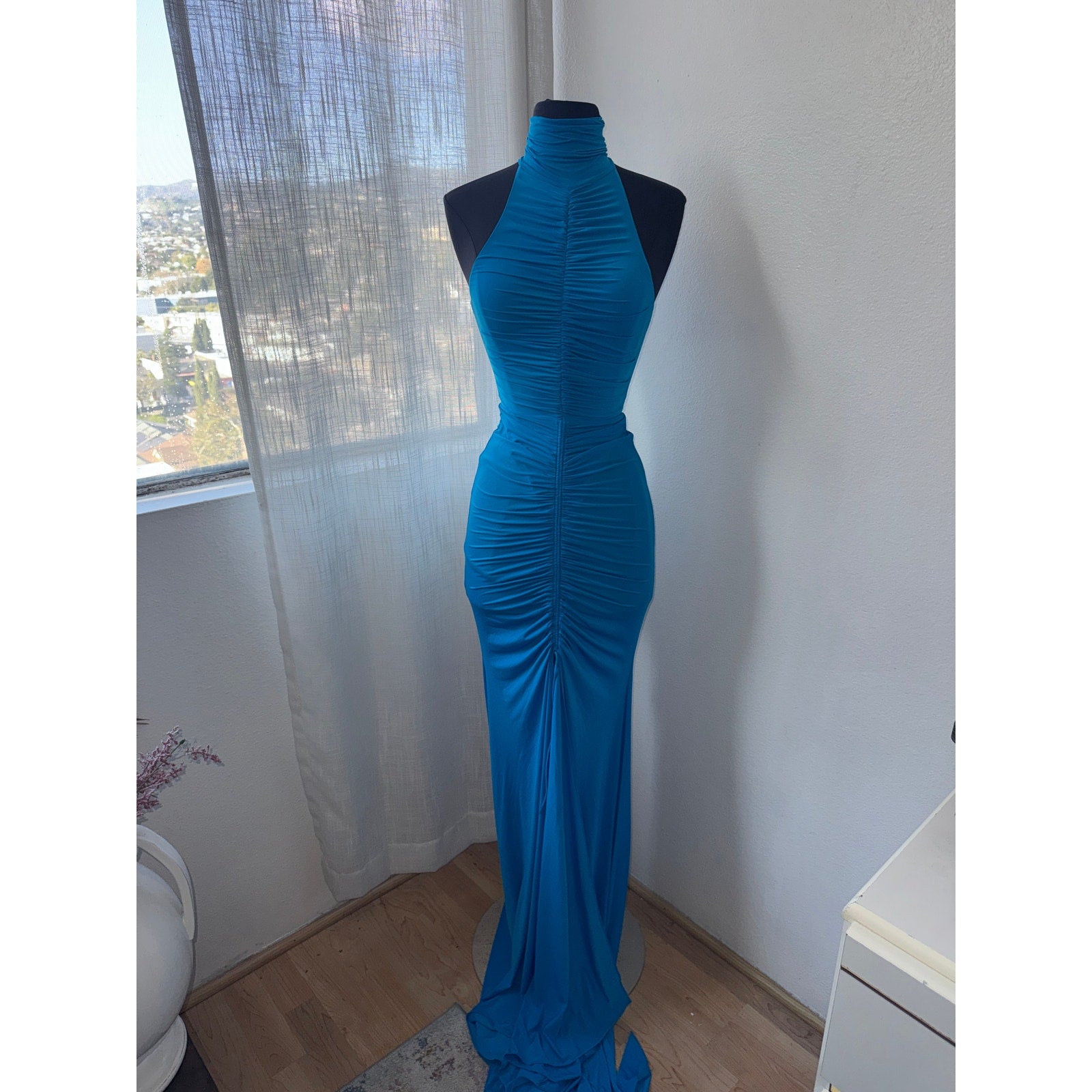 Lorne Halterneck Ruched Gown