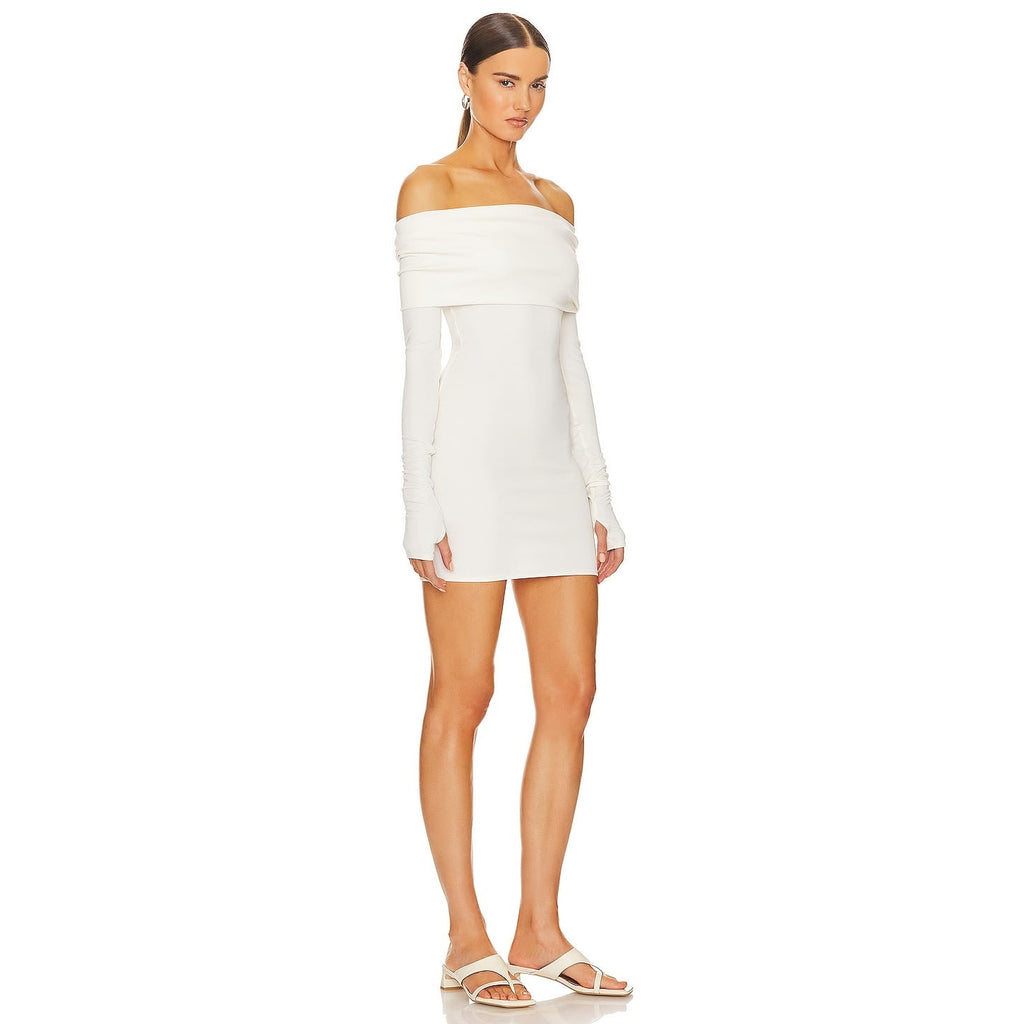 Matte Jersey Off Shoulder Mini Dress