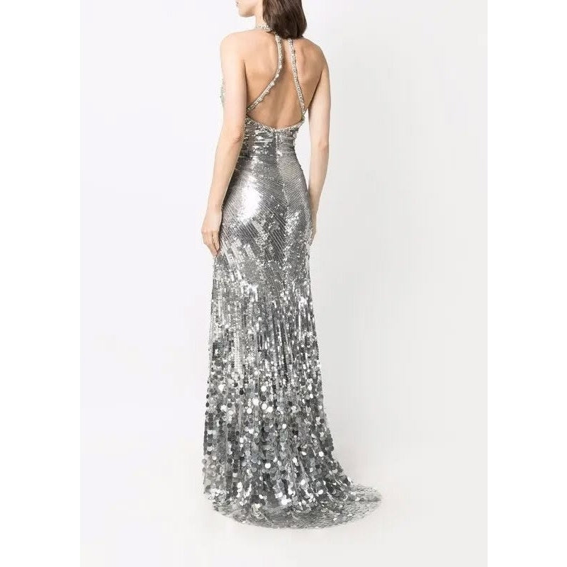 Mars Sequin-embellished Halterneck Gown
