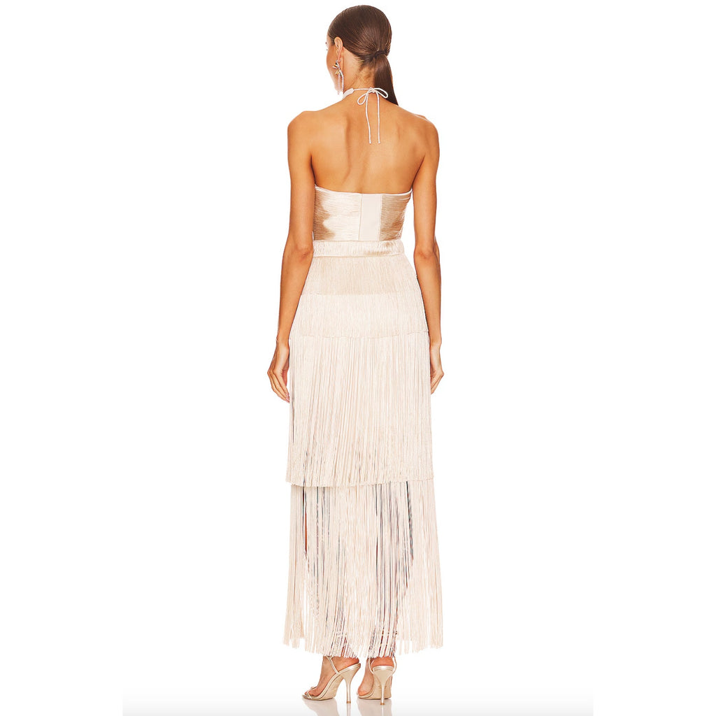 Baldwin Draped Fringe Maxi Dress