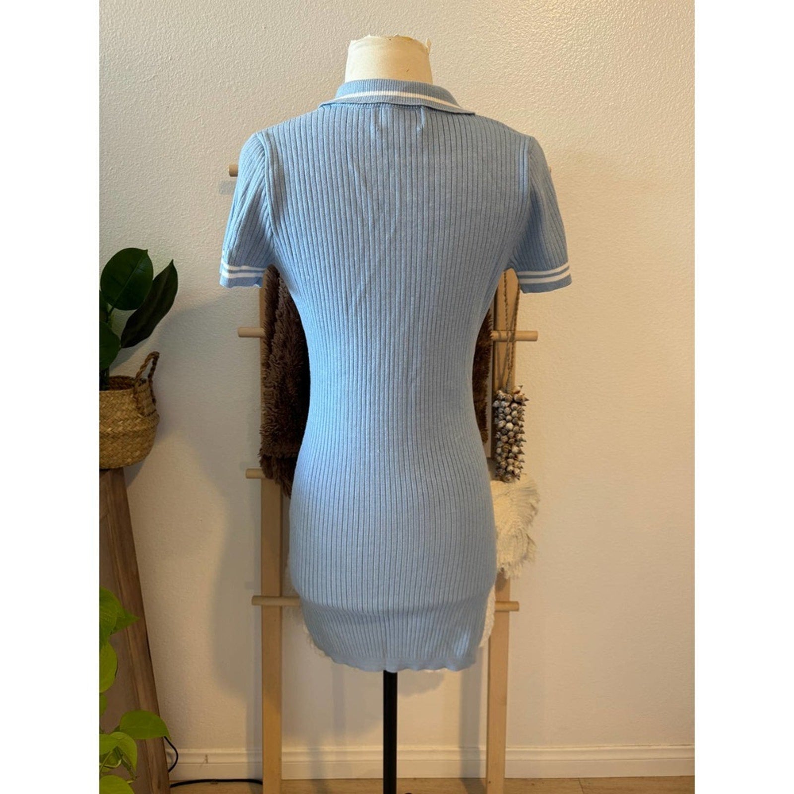 Aqua Rib Knit Mini Dress
