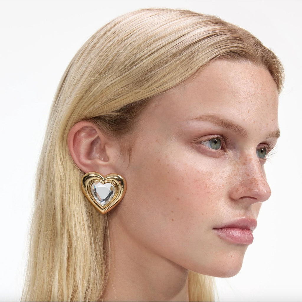 Gold Crystal Heart Earrings