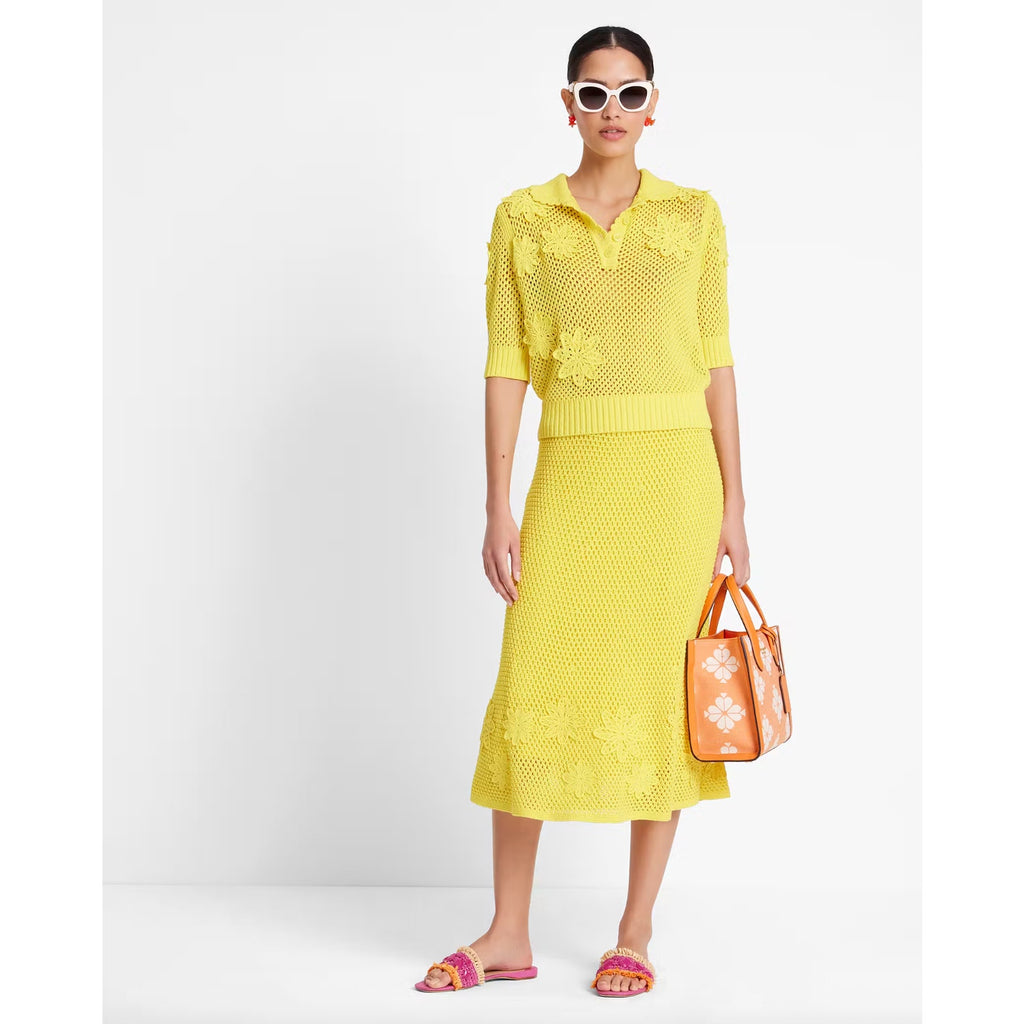 Crochet Knit Sweater & Midi Skirt SET