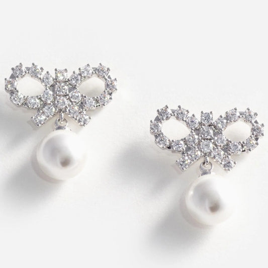 Micro Bow Pearl Earrings