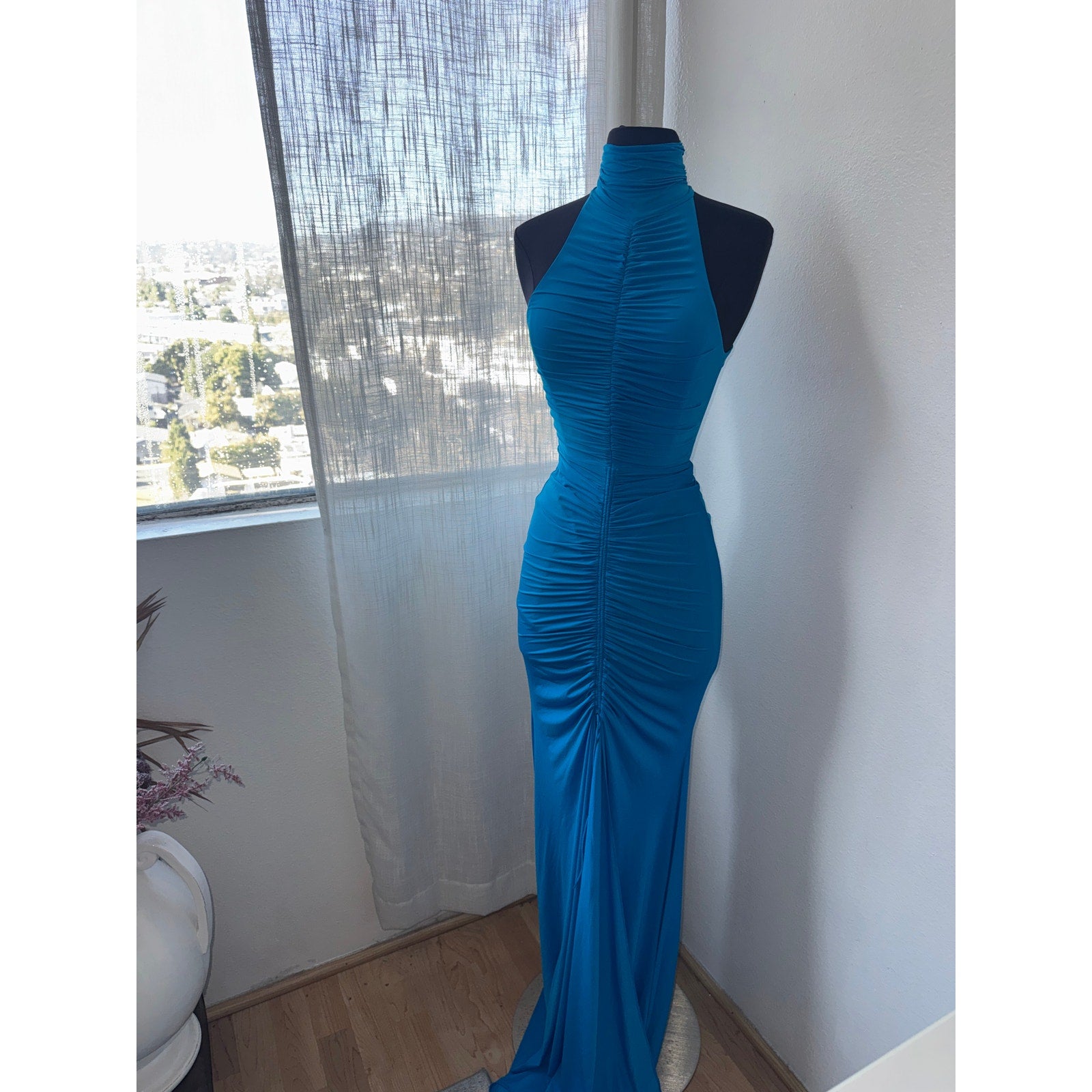 Lorne Halterneck Ruched Gown