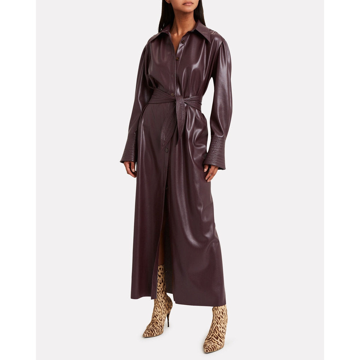 Rosana Belted Vegan Leather Dress