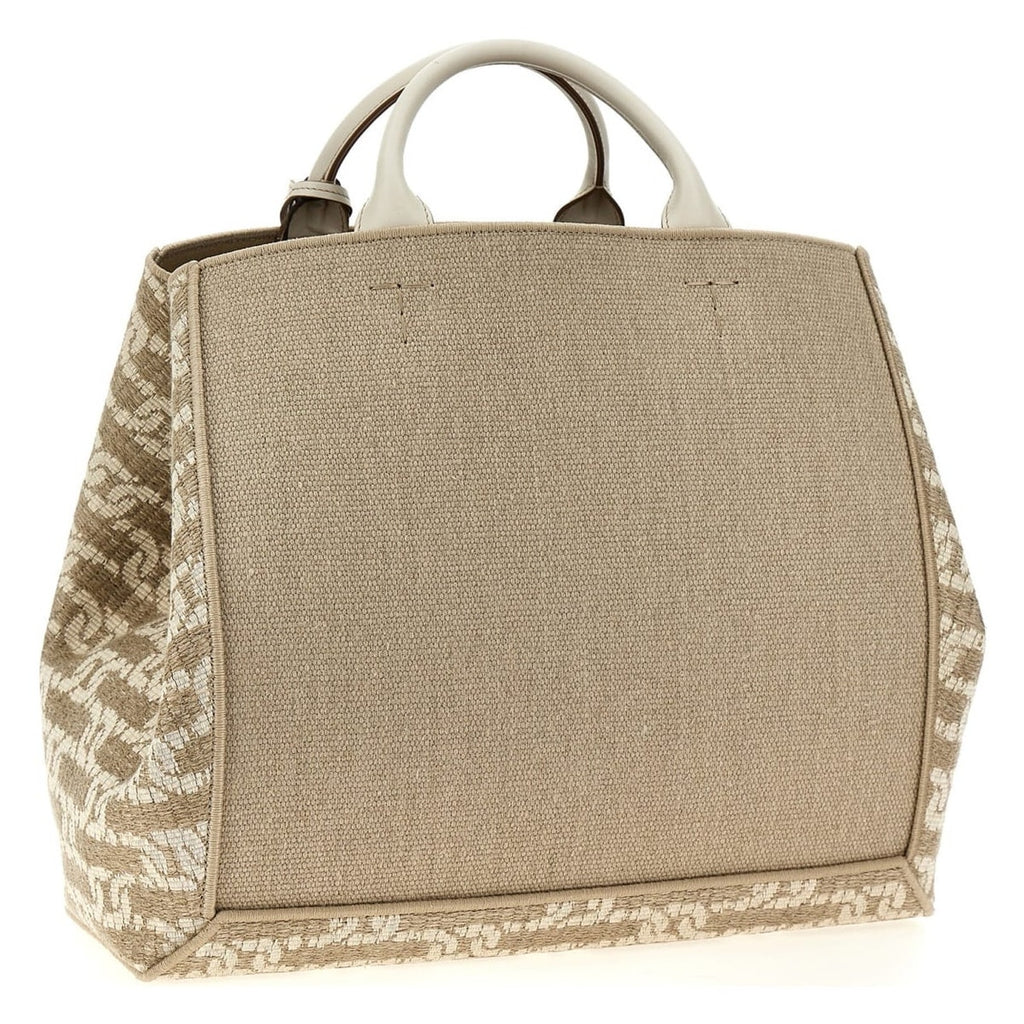 Logo Jacquard Canvas Tote Shopping Bag