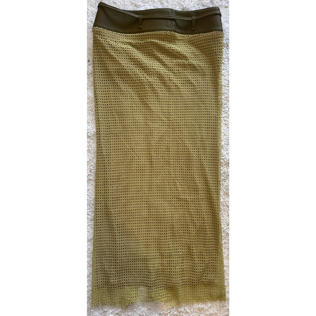 Diamond Lace Belted Column Skirt