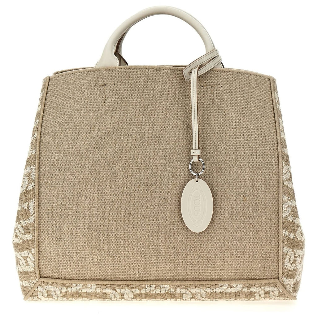Logo Jacquard Canvas Tote Shopping Bag