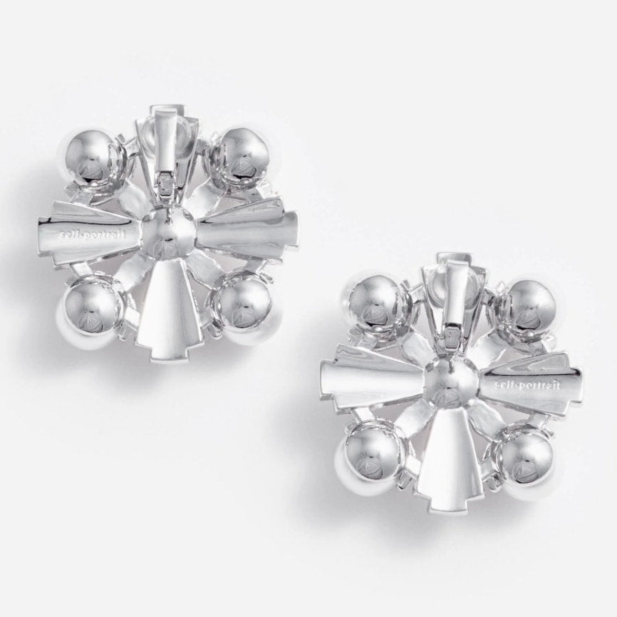 Large Silver Encrusted Earrings