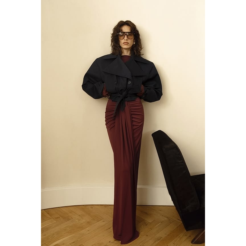 Matte Jersey Long Wrap Skirt