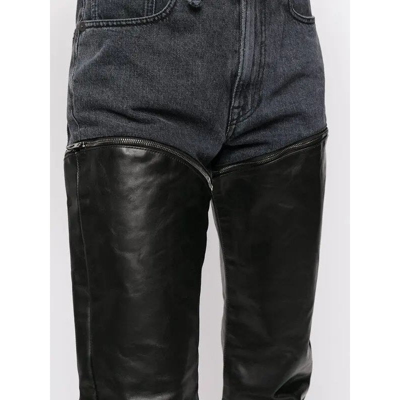 Black Leather Zip Off Axl Slim Pants