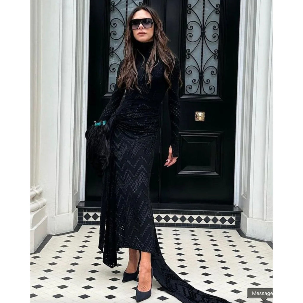 Eyelet Embroidered Jersey Dress with Twist Detail