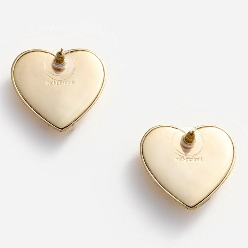 Gold Crystal Heart Earrings