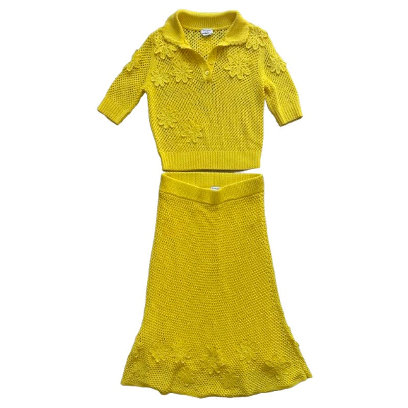 Crochet Knit Sweater & Midi Skirt SET