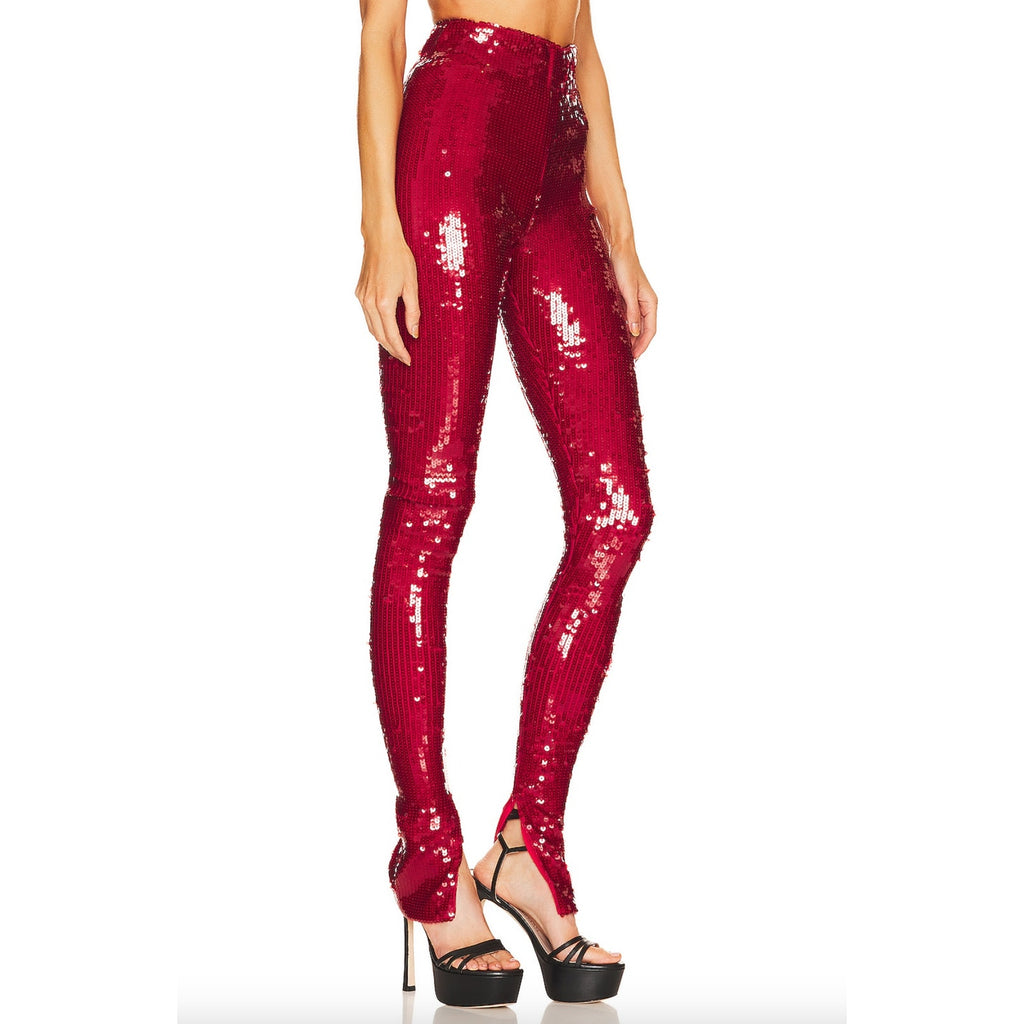 Stretch Sequin Legging With Ankle Zip Up