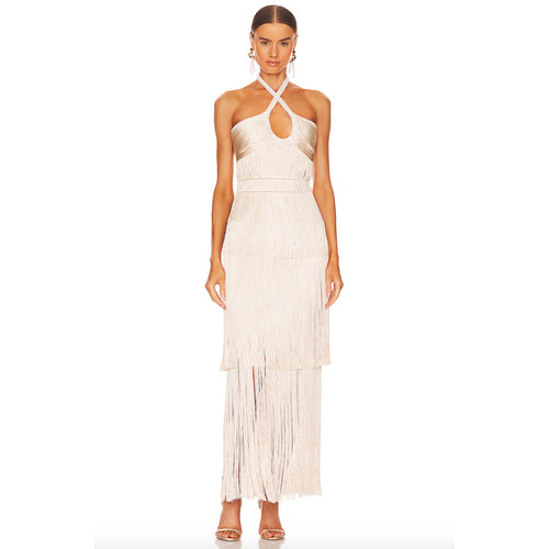 Baldwin Draped Fringe Maxi Dress