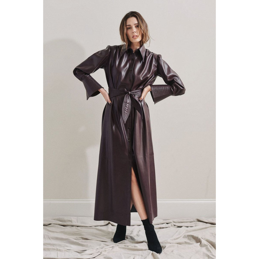 Rosana Belted Vegan Leather Dress