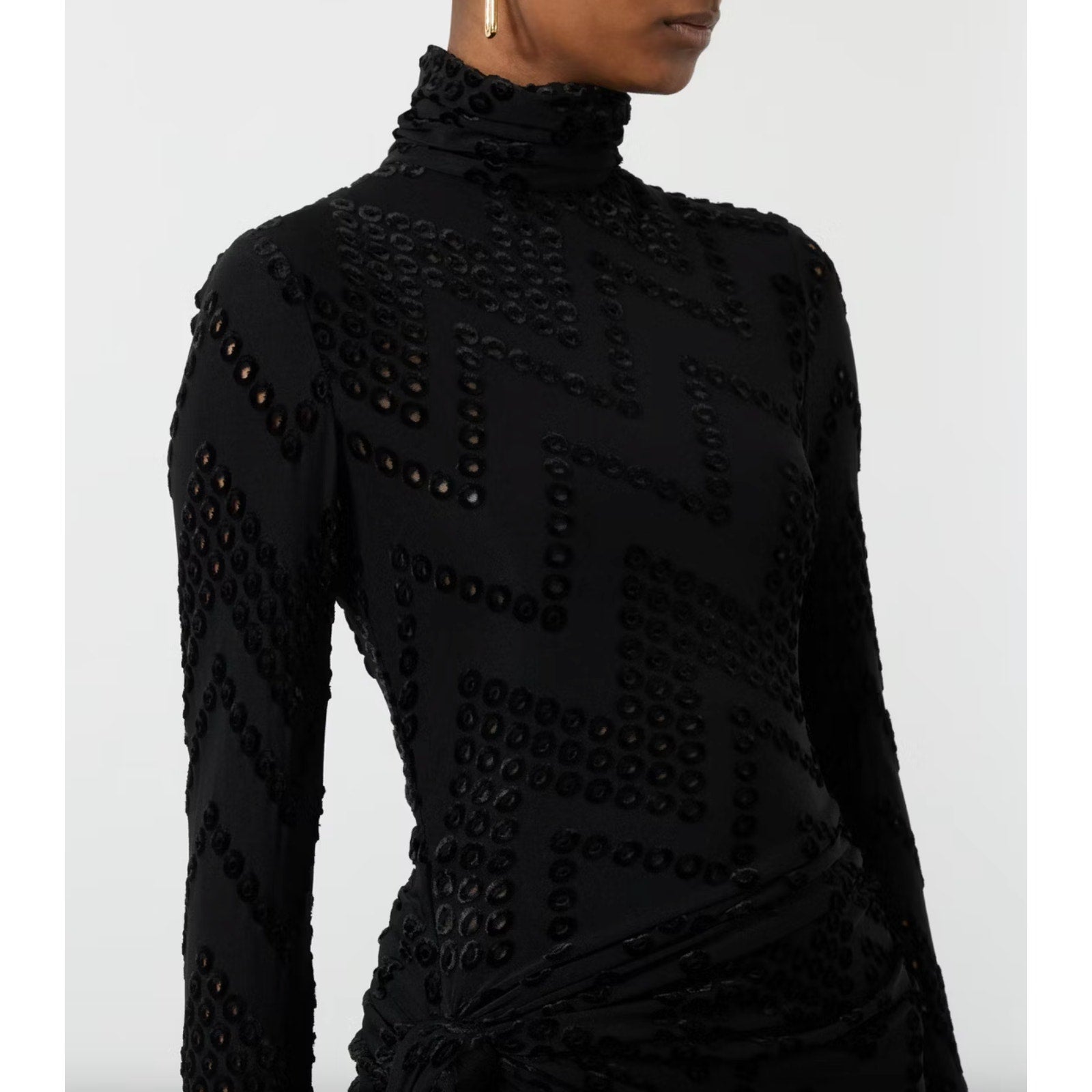 Eyelet Embroidered Jersey Dress with Twist Detail