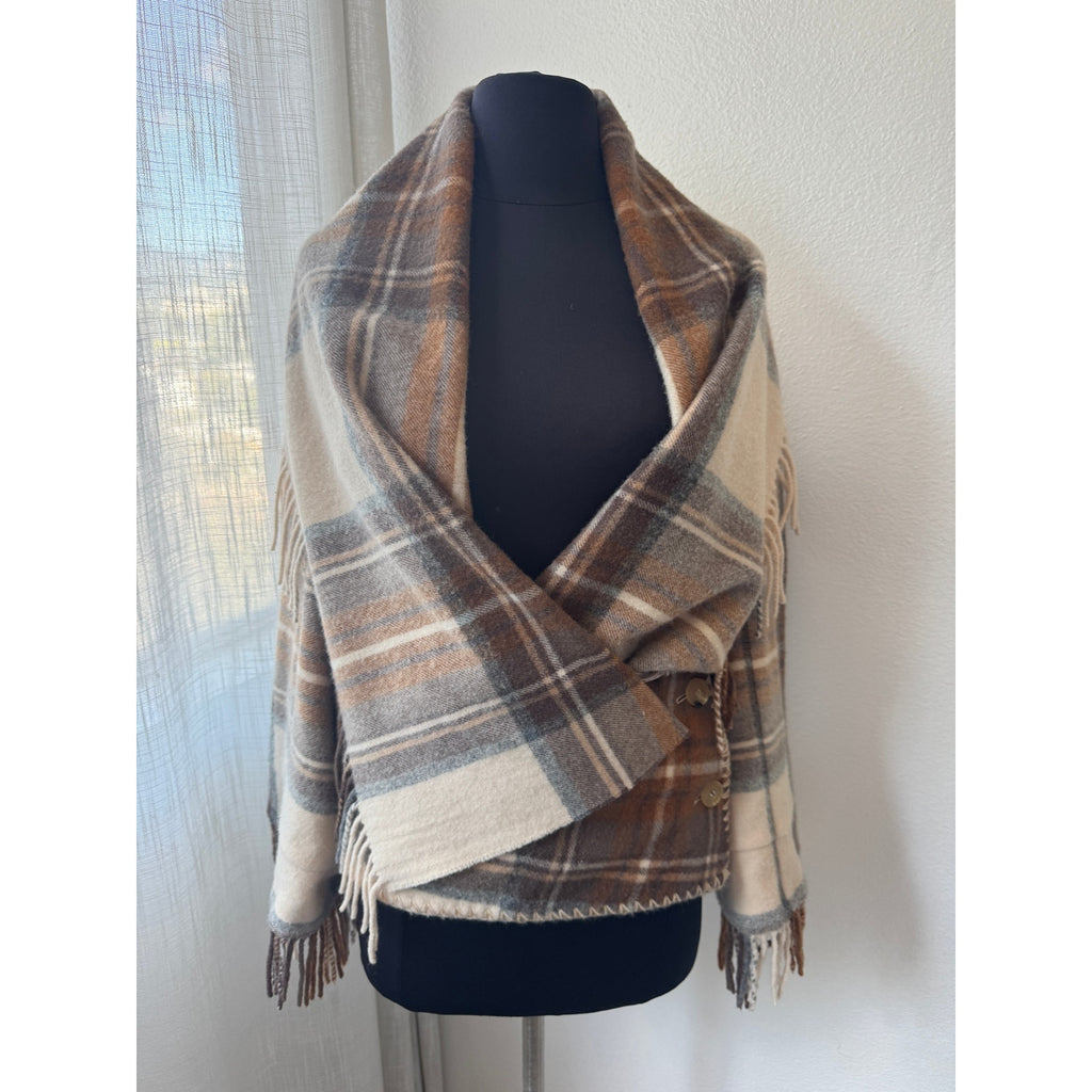Runway Plaid Wool Wrap Jacket