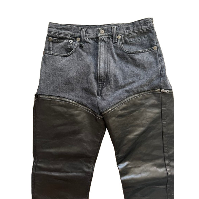 Black Leather Zip Off Axl Slim Pants