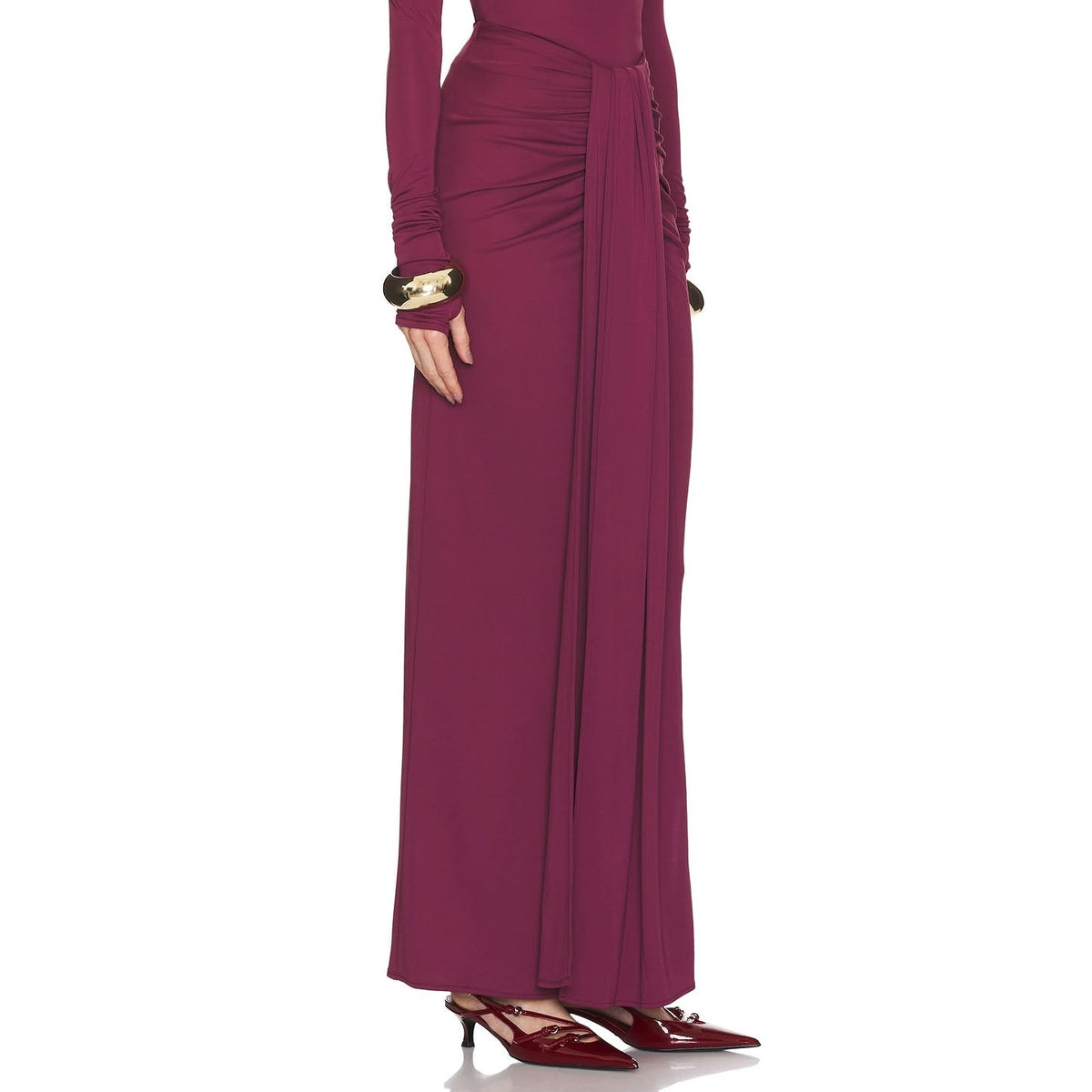 Matte Jersey Long Wrap Skirt