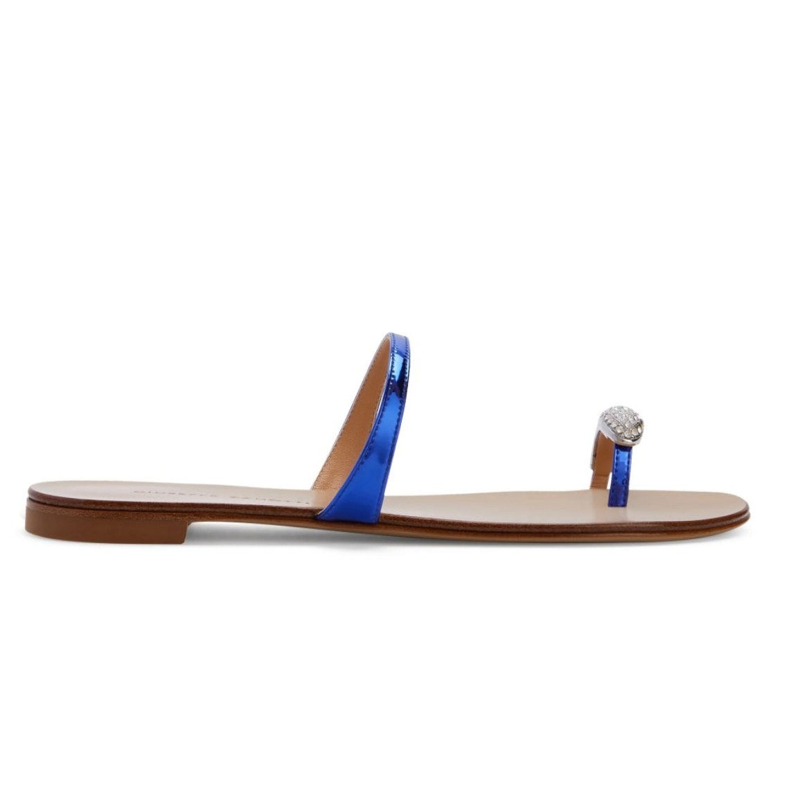 Swarovski Crystal-Embellished Toe Ring Metallic Leather Sandals