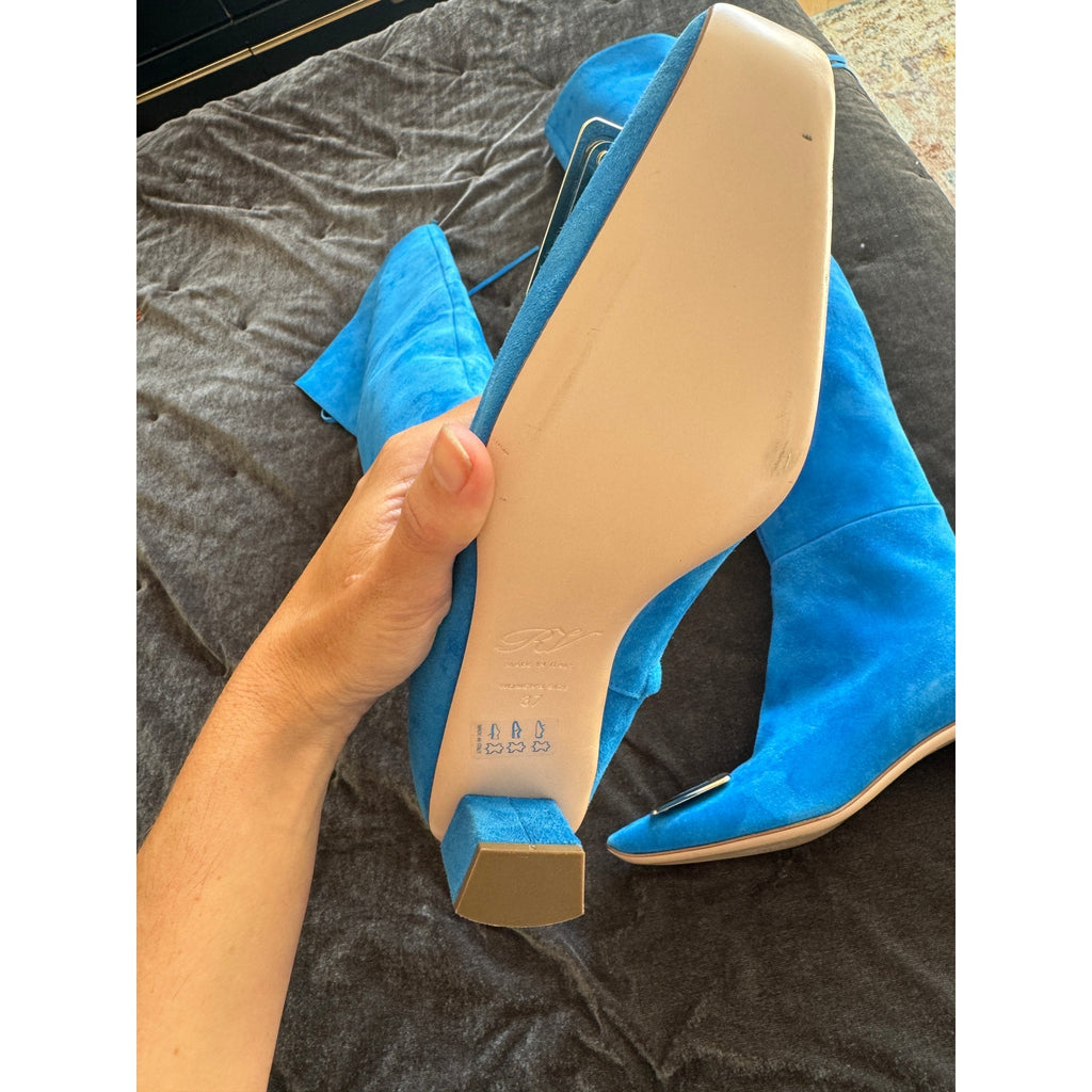 Over-the-Knee Suede Buckle Boots