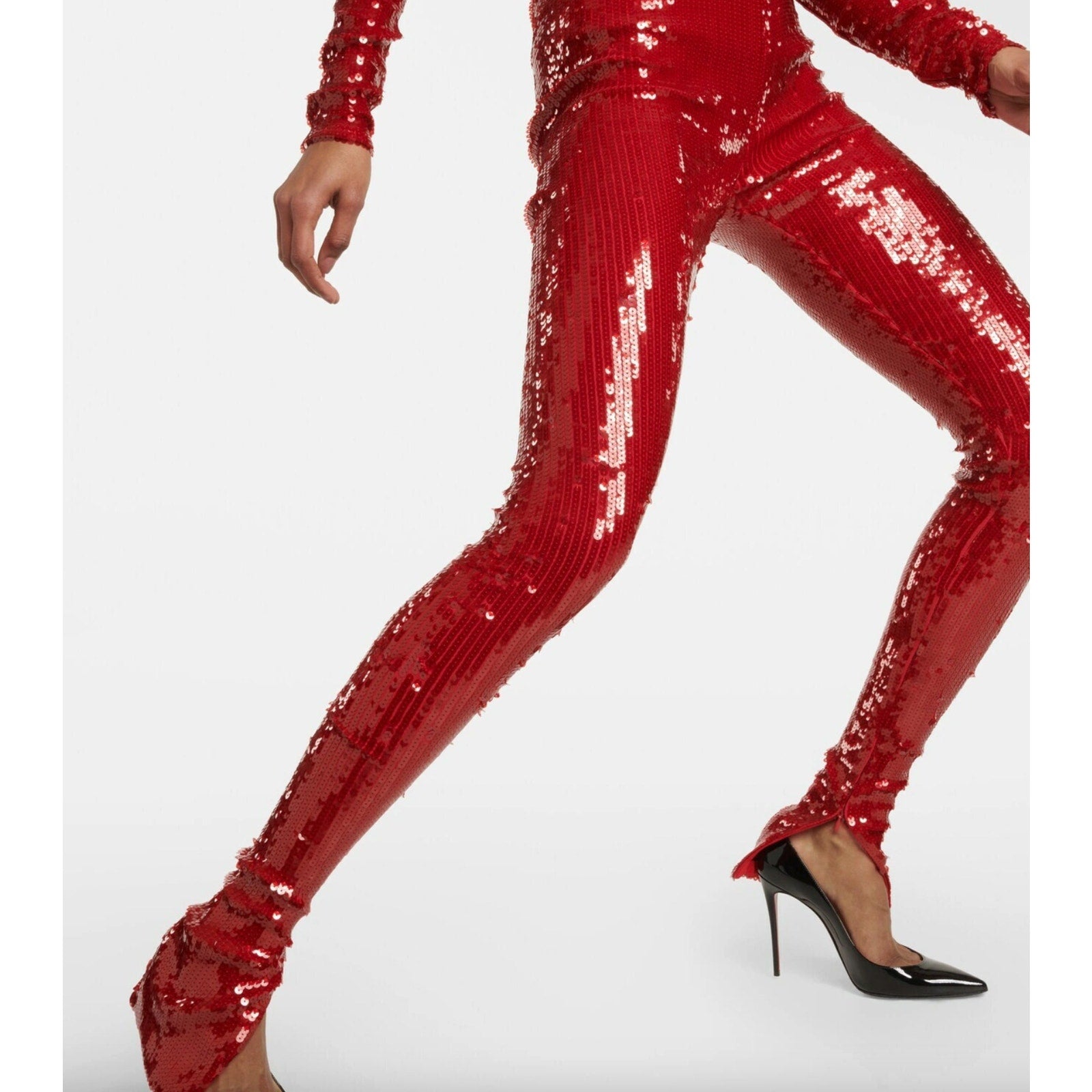 Stretch Sequin Legging With Ankle Zip Up