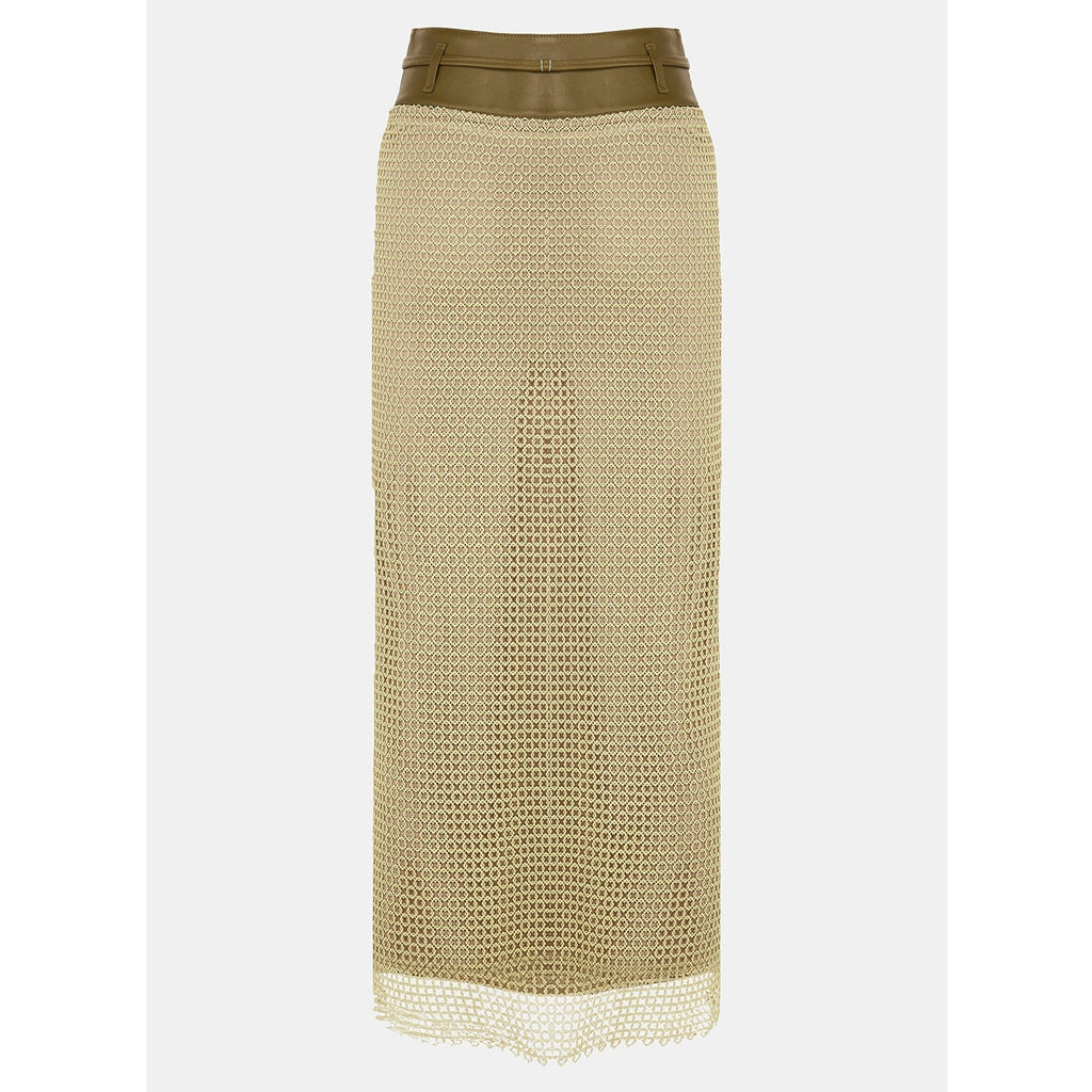 Diamond Lace Belted Column Skirt