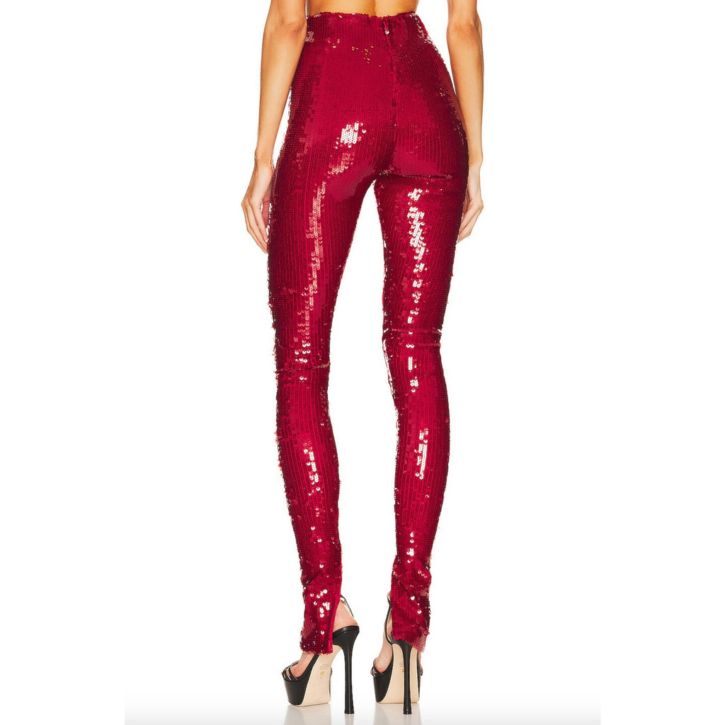 Stretch Sequin Legging With Ankle Zip Up