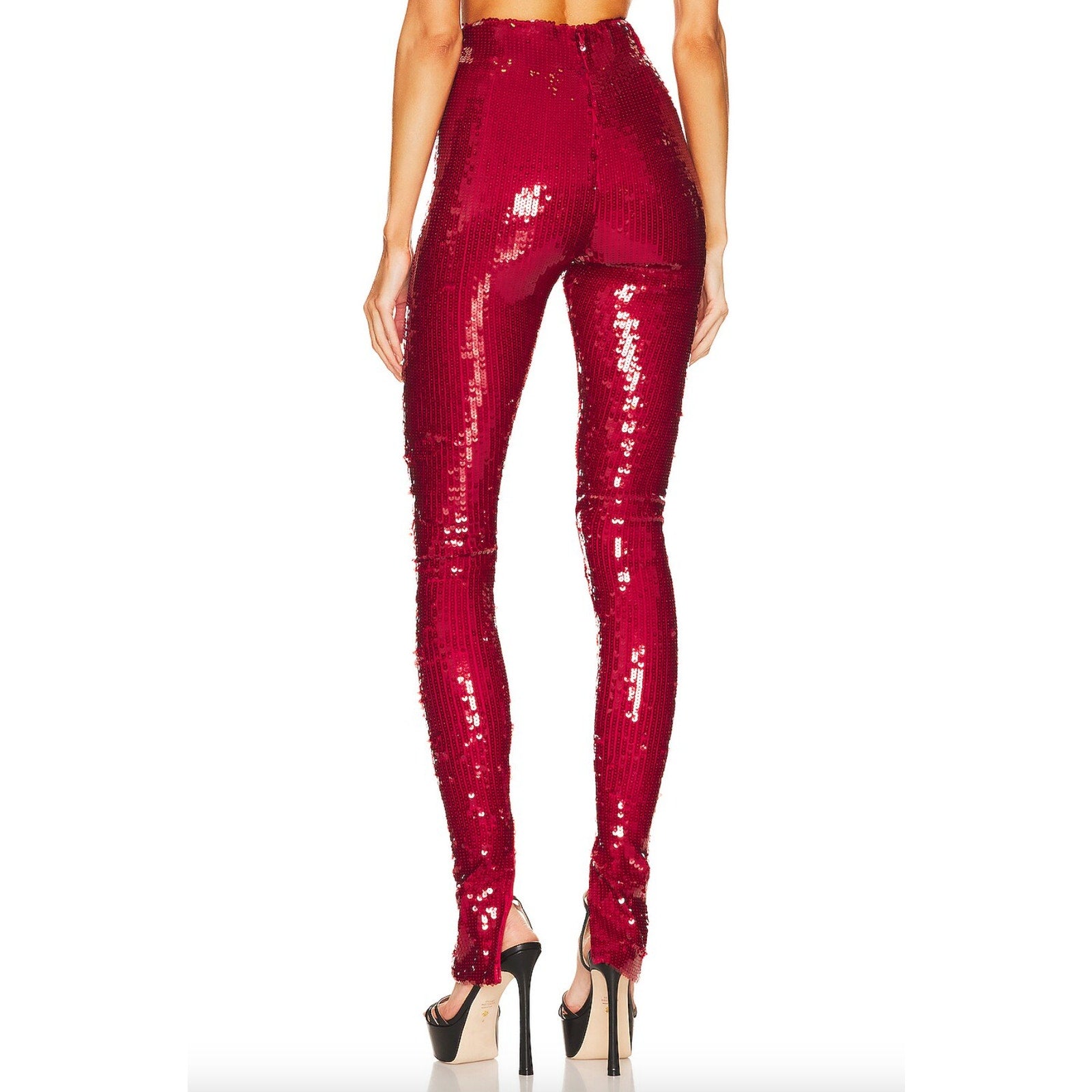 Stretch Sequin Legging With Ankle Zip Up