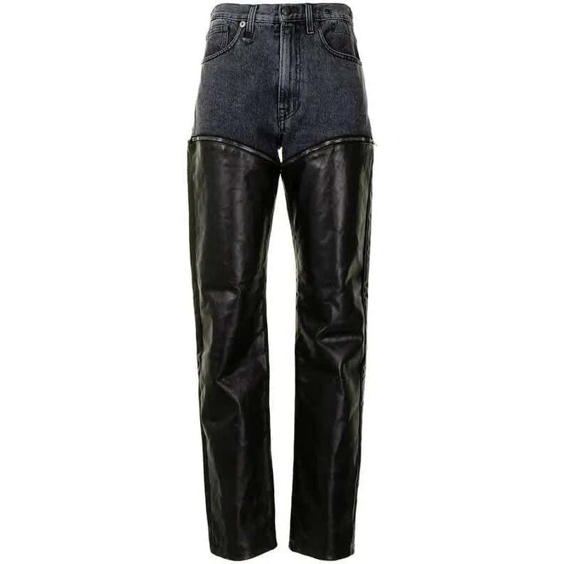 Black Leather Zip Off Axl Slim Pants