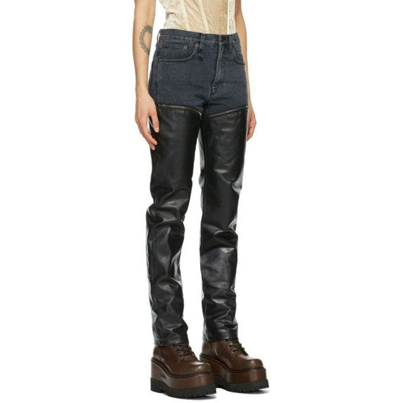 Black Leather Zip Off Axl Slim Pants