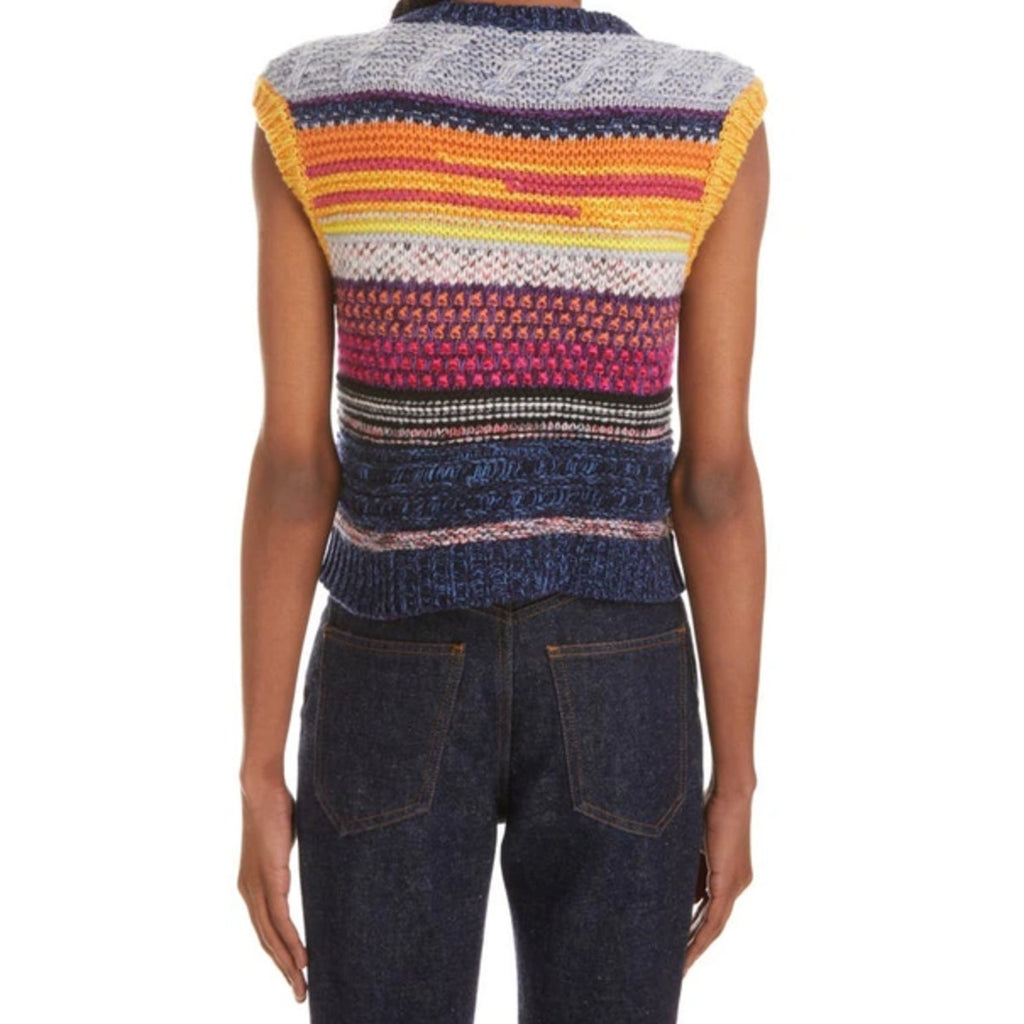 Striped Sleeveless Cashmere Sweater Vest