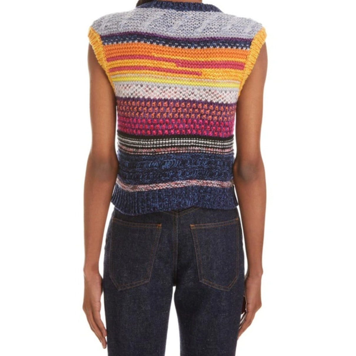 Striped Sleeveless Cashmere Sweater Vest