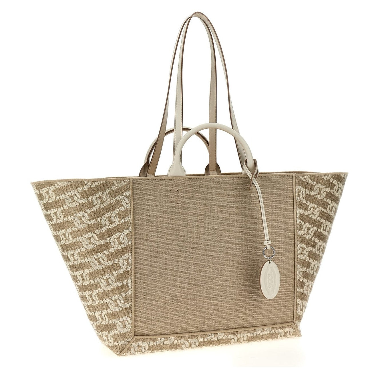 Logo Jacquard Canvas Tote Shopping Bag