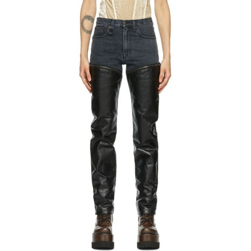 Black Leather Zip Off Axl Slim Pants
