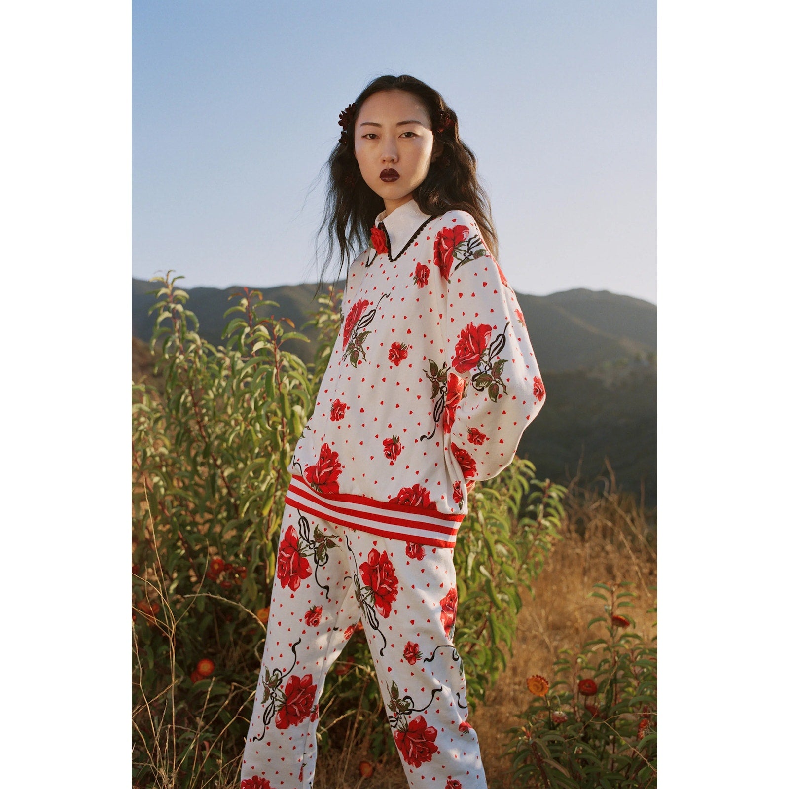 Rose Printed Sweatshirt & Jogger Set