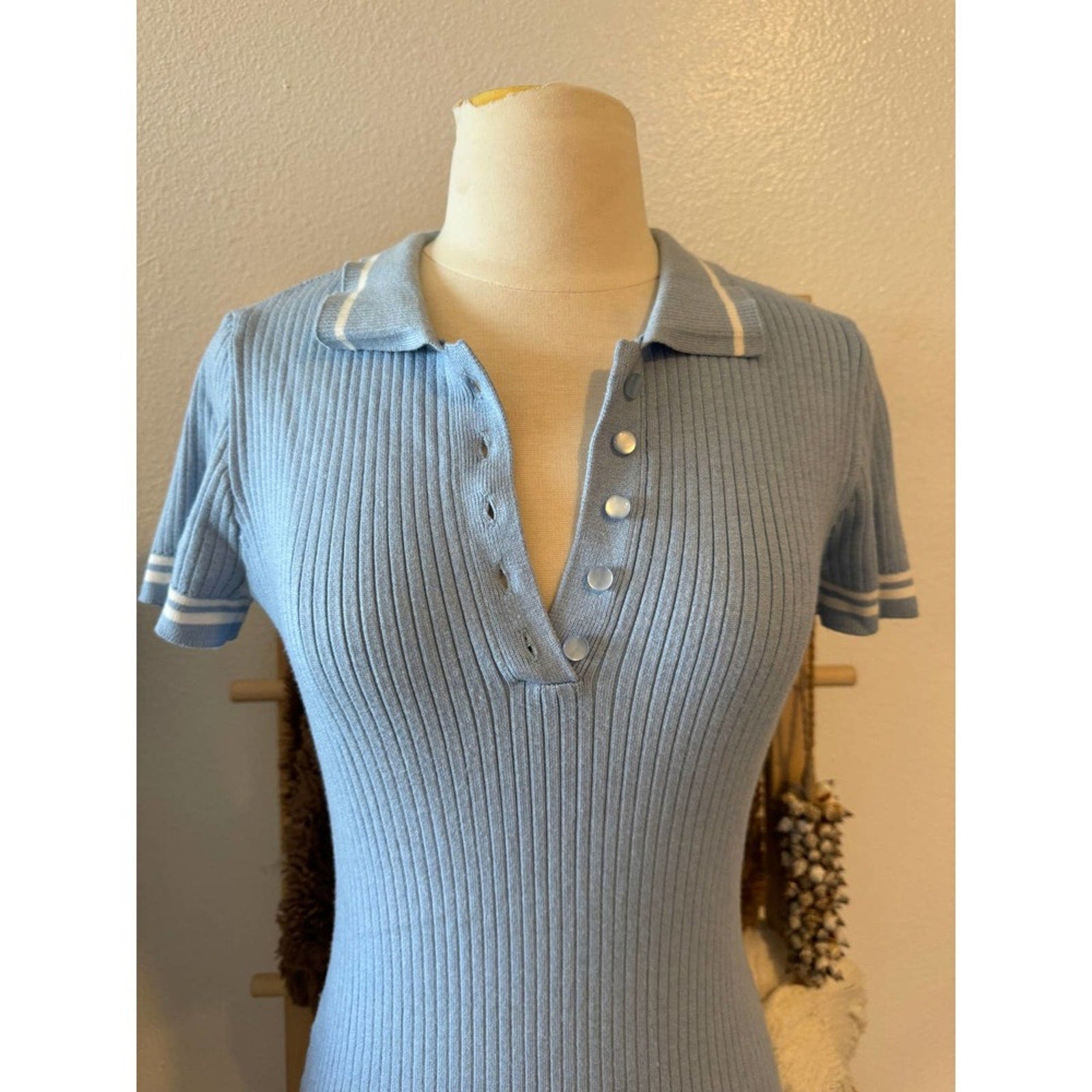 Aqua Rib Knit Mini Dress