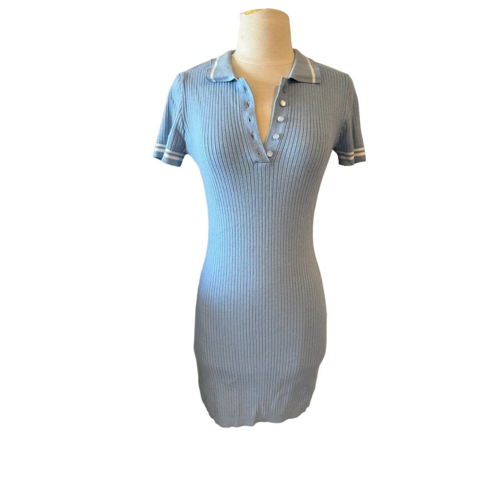 Aqua Rib Knit Mini Dress