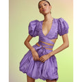 Luna Taffeta Smocked Wrap Tie Top & Bubble Skirt in Purple