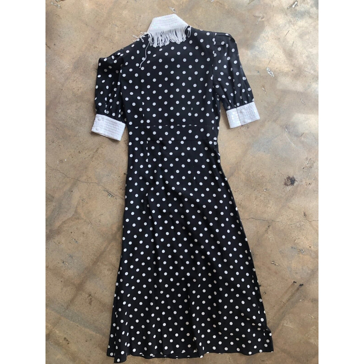 Sequin-embellished Polka-dot Sequin Fringe Midi Dress