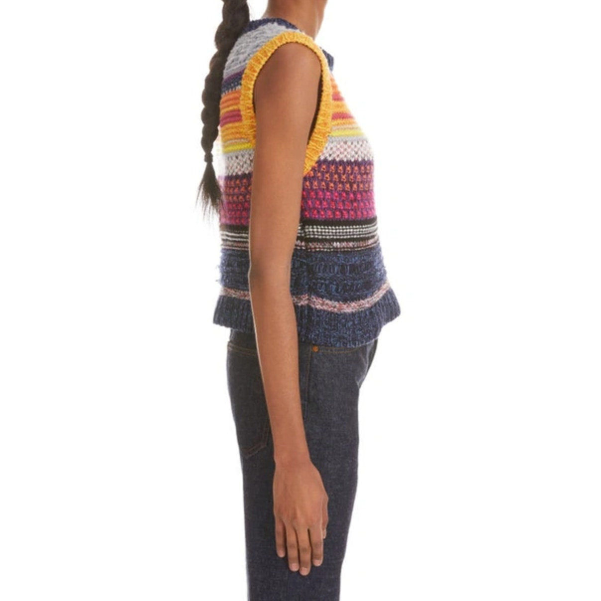 Striped Sleeveless Cashmere Sweater Vest